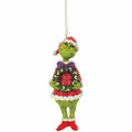 Jim Shore Grinch Holding Wreath Hanging Ornament  #6009205  Free Shipping