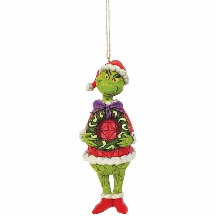 Jim Shore Grinch Holding Wreath Hanging Ornament  #6009205  Free Shipping
