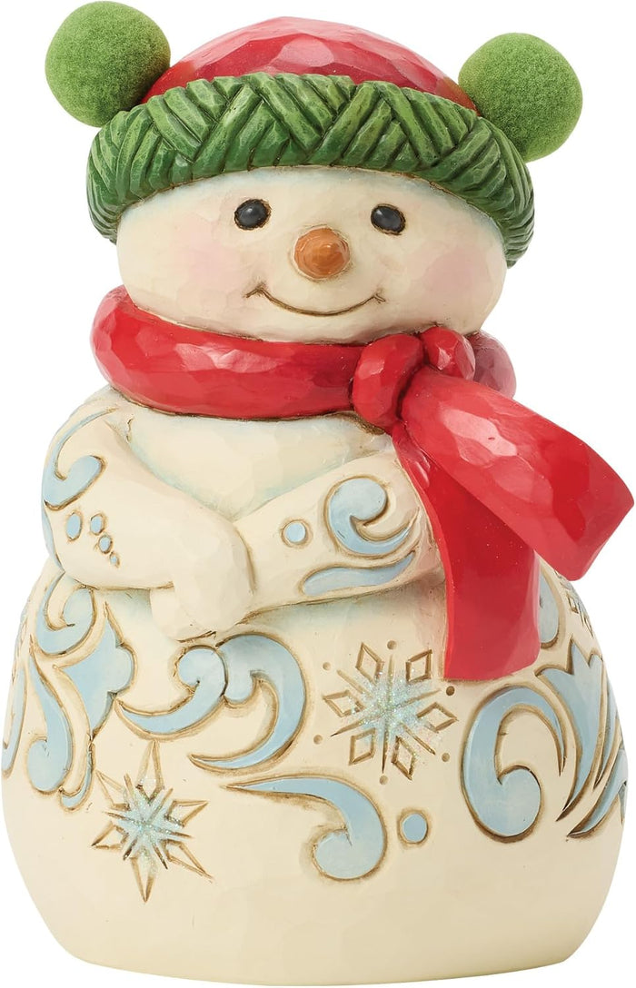 Jim Shore Heartwood Creek Snowman Wearing a Pom Pom Hat