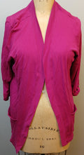 KAREN SCOTT 1X Hot Pink Open Front Long Sleeve Lightweight Knit Cardigan Sweater