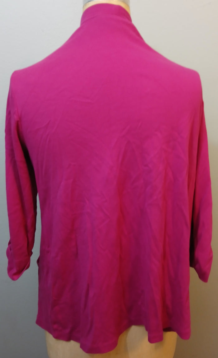 KAREN SCOTT 1X Hot Pink Open Front Long Sleeve Lightweight Knit Cardigan Sweater