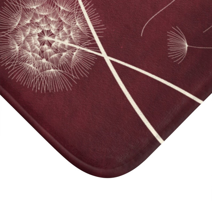 Kitchen Floor Mat | Burgundy Dandelion & Chalkboard Design with Phrase | "This Kitchen is for Dancing" - MAT31