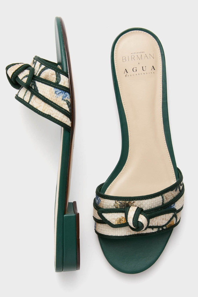 Laguna Green Grosgrain Raffia Flats