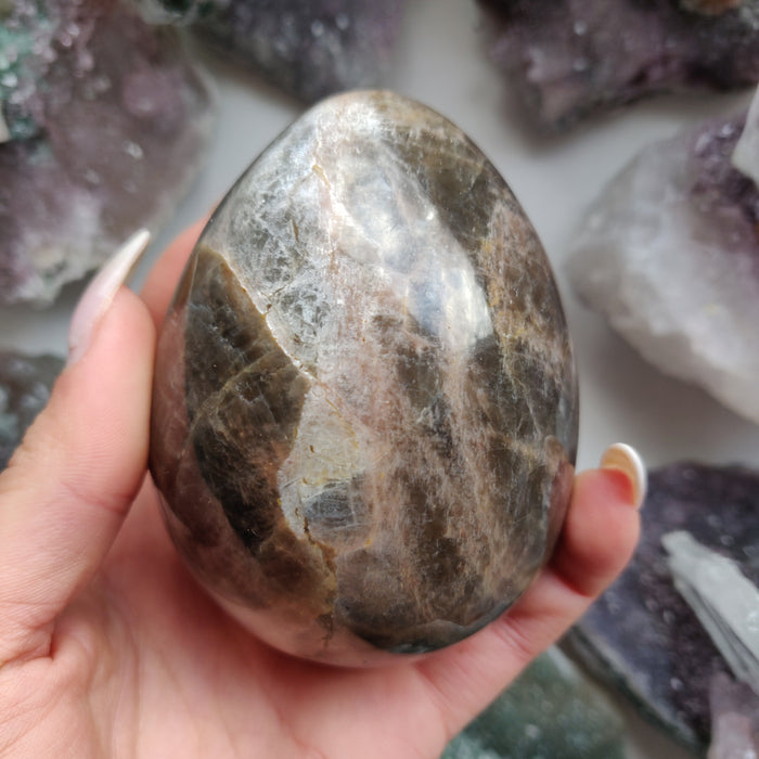 Large Black Moonstone Egg (#1)