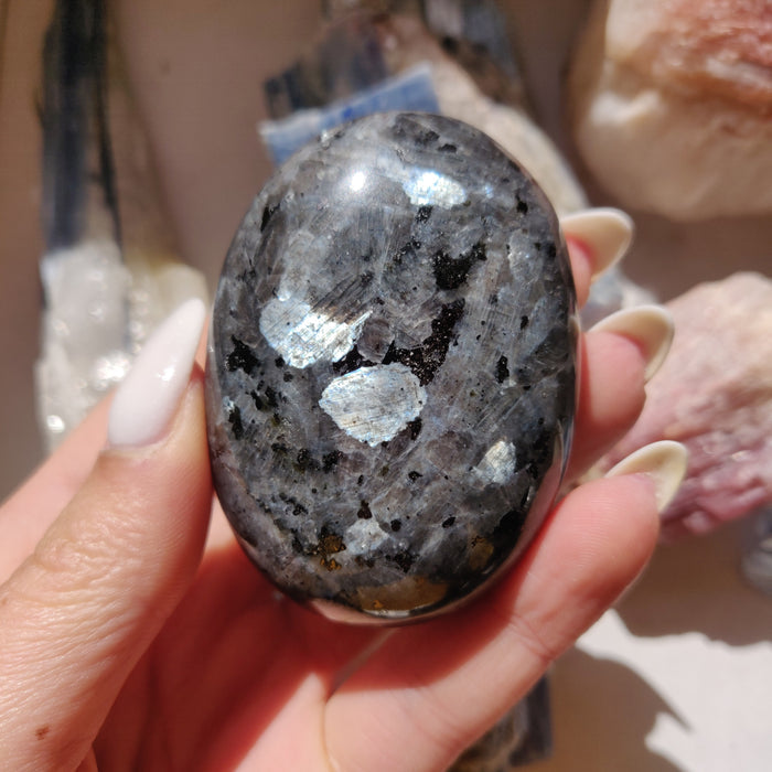 Larvikite Palm Stone (#6)