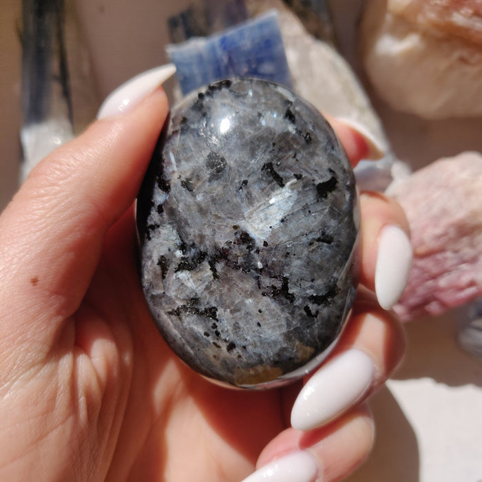 Larvikite Palm Stone (#6)