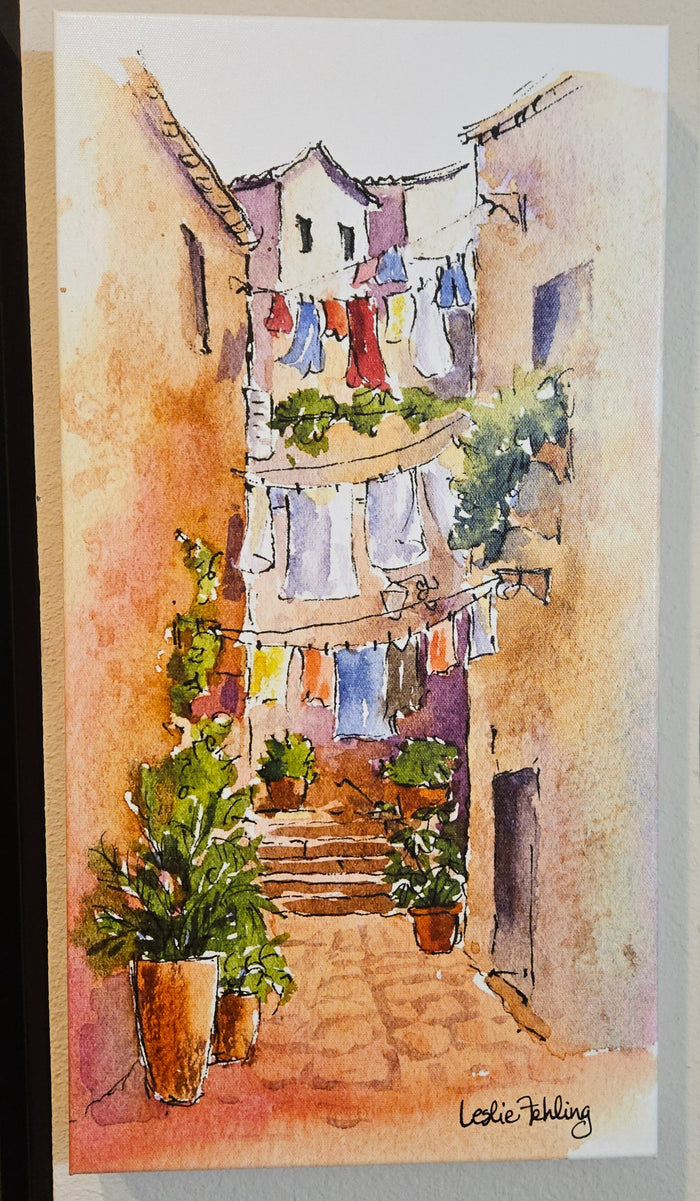 Laundry Day in Dubrovnik by Leslie Fehling Multicolor fine art picture European alley