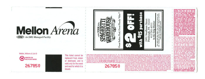 Lebron James St. Vincent-St. Mary High School Game Ticket December 15 2002