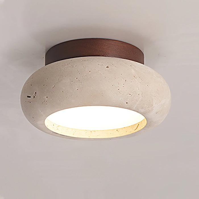 ∅ 5.9″ x H 3.1″ / Walnut color & Beige / Warm Light