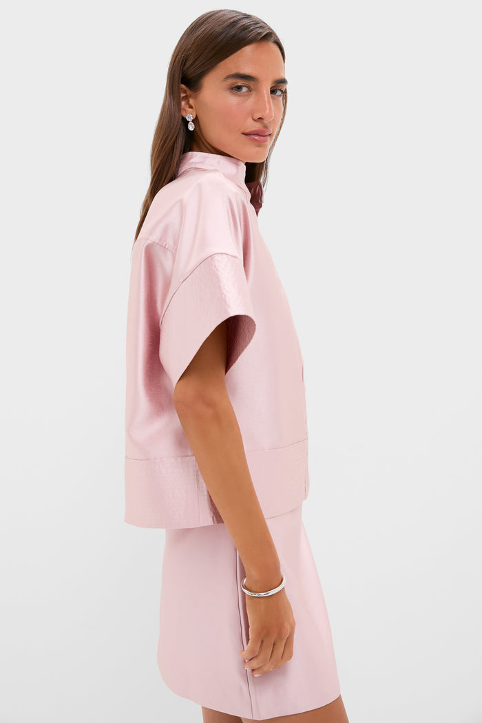 Light Pink Dupioni Trapunto Stitch Sofia Shirt