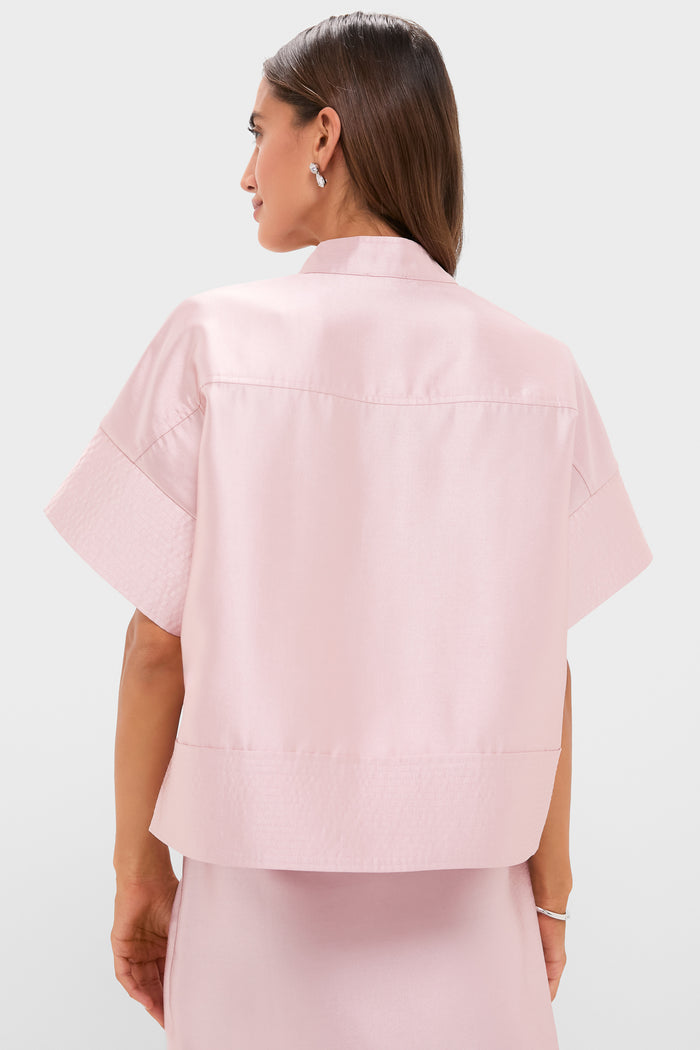 Light Pink Dupioni Trapunto Stitch Sofia Shirt