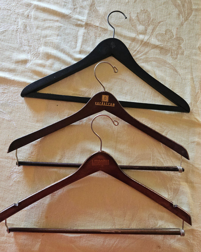 Lot 21 Wooden Clothing Hangers Black Natural Brown Nordstrom Vintage Closet Lot