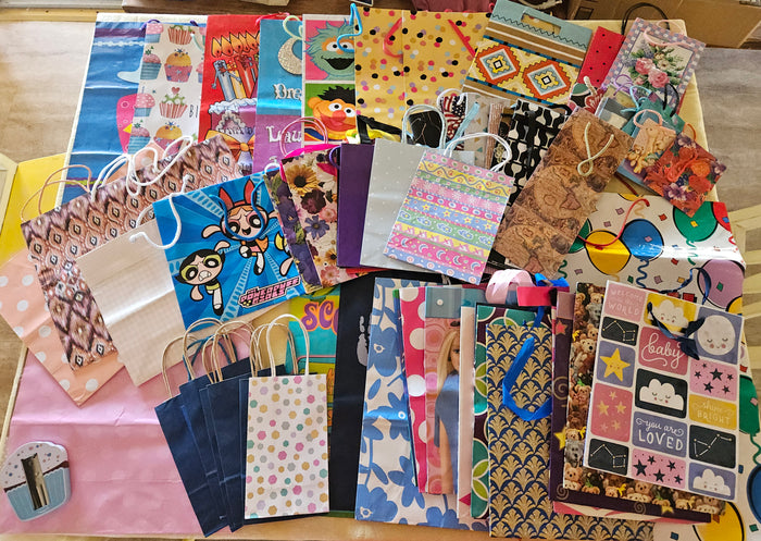 Lot 62 Gift Bags Assorted Sizes XS XL Wine Birthday Baby Shower Party Bulk Lot