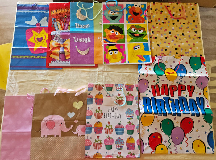 Lot 62 Gift Bags Assorted Sizes XS XL Wine Birthday Baby Shower Party Bulk Lot