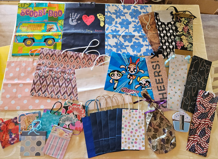 Lot 62 Gift Bags Assorted Sizes XS XL Wine Birthday Baby Shower Party Bulk Lot