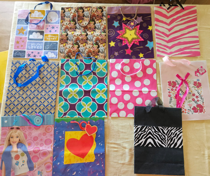 Lot 62 Gift Bags Assorted Sizes XS XL Wine Birthday Baby Shower Party Bulk Lot