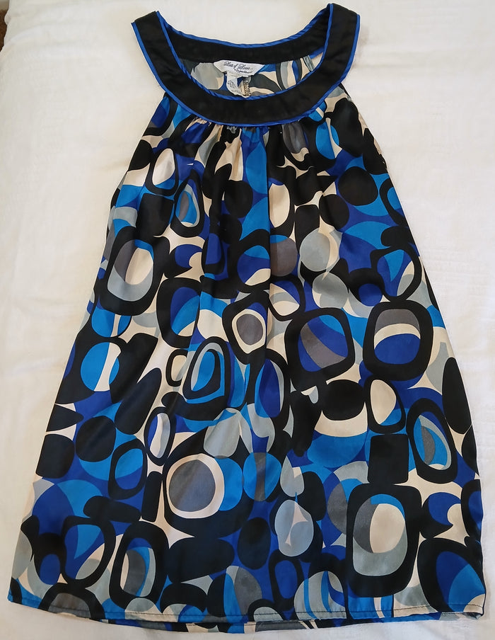 Lots of Love by Speechless Medium Blue Grey Black Abstract Silky Sleeveless Tank Top