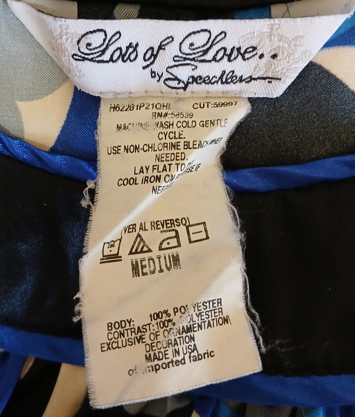 Lots of Love by Speechless Medium Blue Grey Black Abstract Silky Sleeveless Tank Top