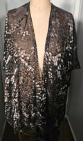 LOVESTITCH OSFM Black Tan Abstract Geo Print Sheer Kimono Cardigan Shawl Wrap