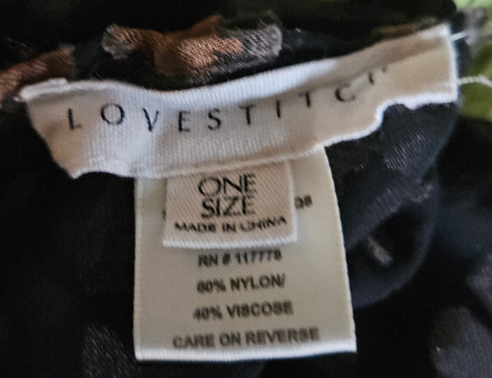 LOVESTITCH OSFM Black Tan Abstract Geo Print Sheer Kimono Cardigan Shawl Wrap