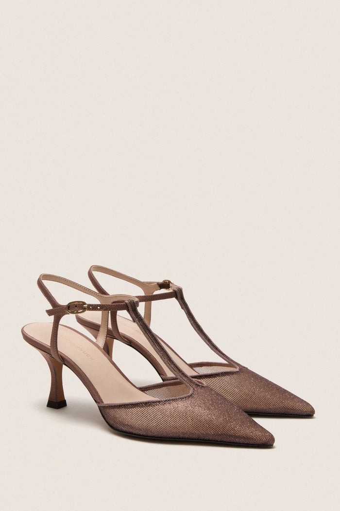 Mauve Metallic Mesh Margot Heels