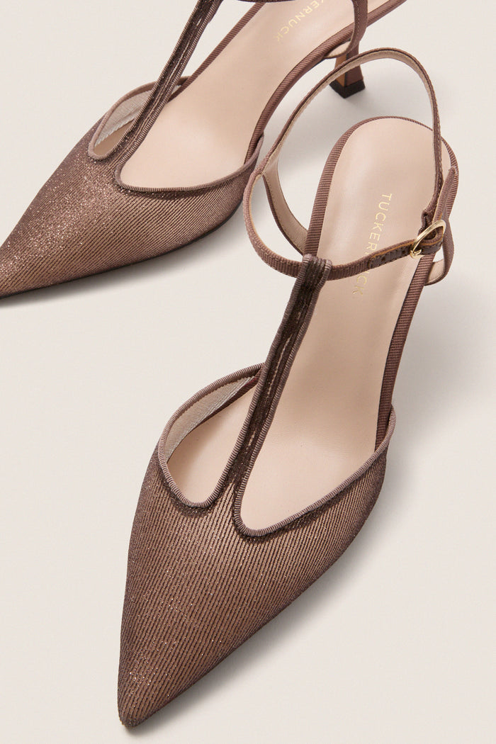 Mauve Metallic Mesh Margot Heels