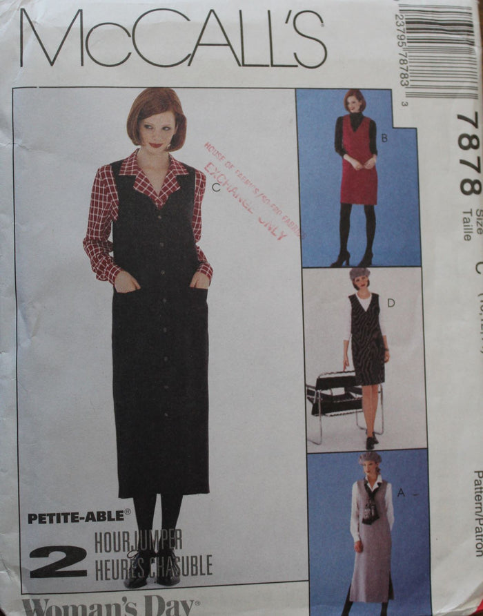 McCalls 7878, Misses Jumpers, Blouse, Uncut Sewing Pattern