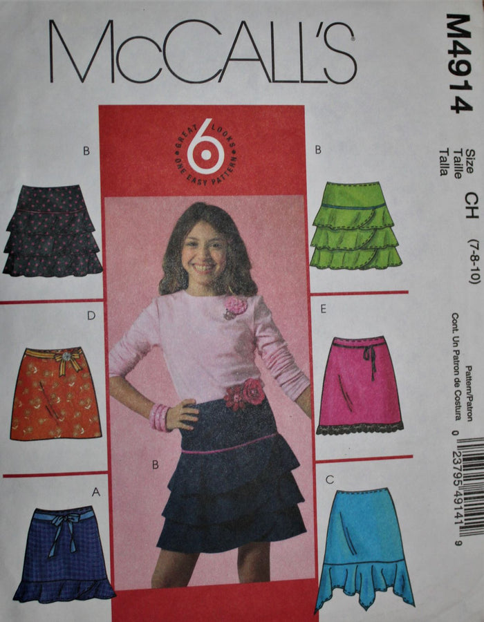 McCalls M4914, Girls Skirts, Uncut Sewing Pattern