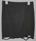 Medium NSF Women's Black Cotton Torn Rip Bottom Mini Skirt
