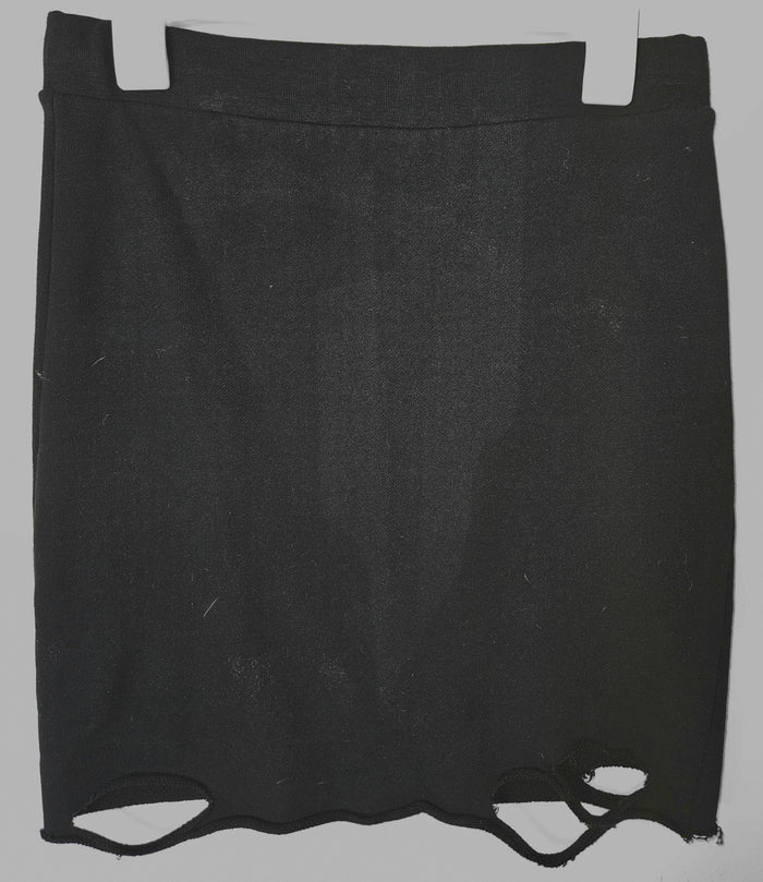Medium NSF Women's Black Cotton Torn Rip Bottom Mini Skirt