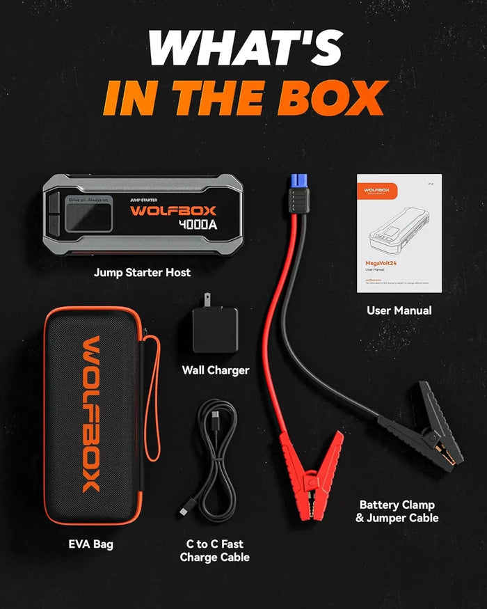 WOLFBOX MegaVolt24 Jump Starter with Lifetime Warranty  WOLFBOX