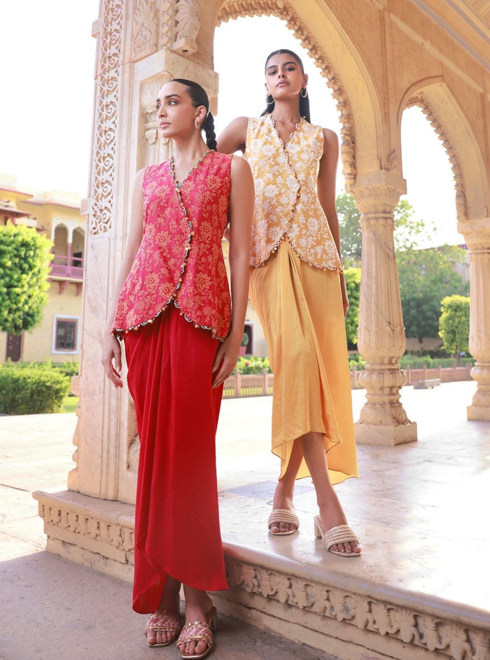 Mehira Supima Cotton Mustard Jacket Set