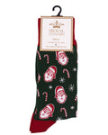 Men's Candy Cane Christmas Socks   Dark Green   One Size