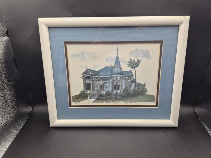 Michael Scott Kent 1983 The Stevens Mansion, Tustin CA Ink / Watercolor Framed Art