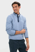 Mid Blue Light Grey Corbet Reversible Pullover