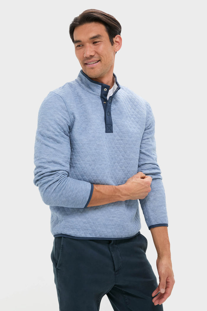 Mid Blue Light Grey Corbet Reversible Pullover