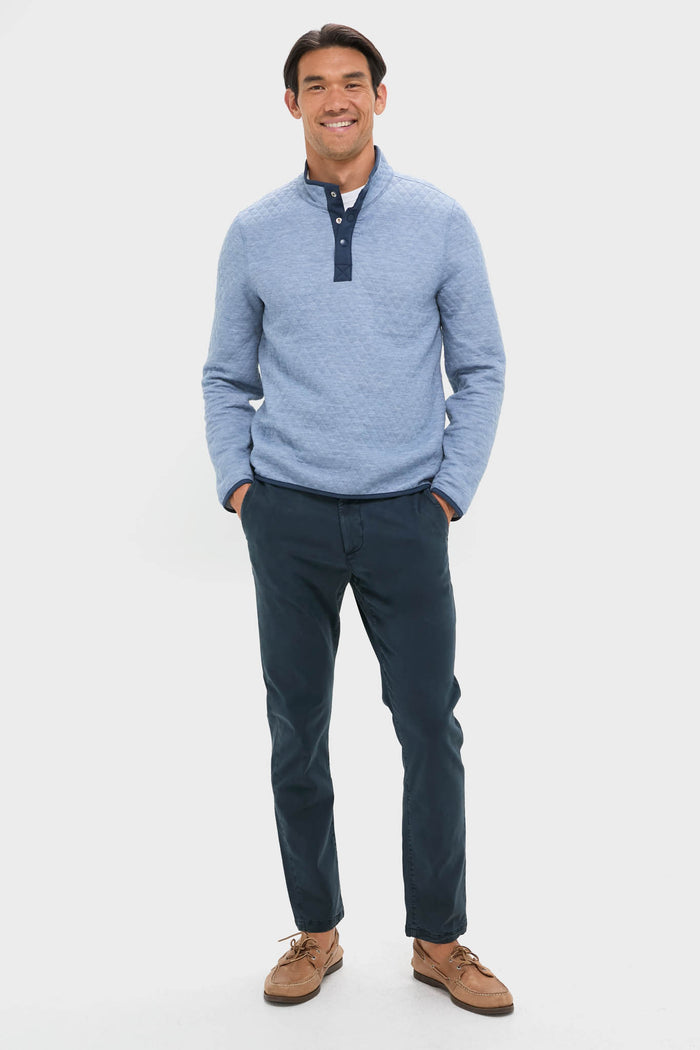 Mid Blue Light Grey Corbet Reversible Pullover