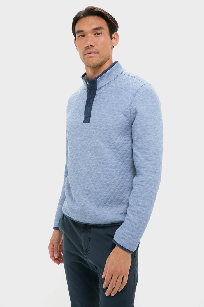 Mid Blue Light Grey Corbet Reversible Pullover