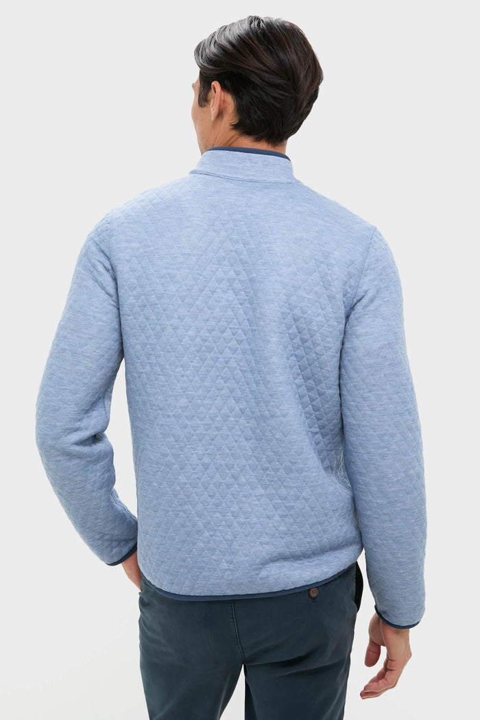 Mid Blue Light Grey Corbet Reversible Pullover