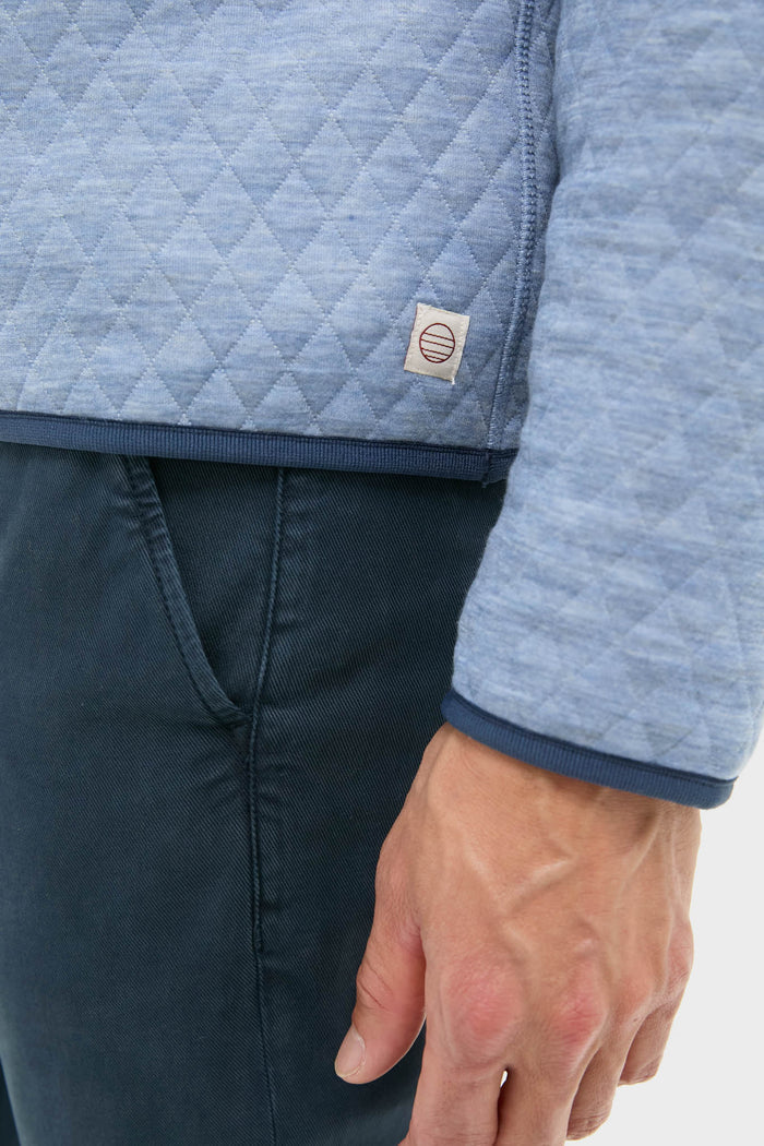 Mid Blue Light Grey Corbet Reversible Pullover