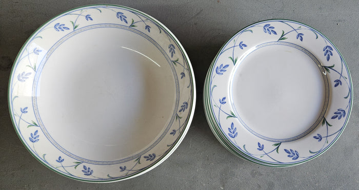 Mikasa 45 Piece Carriage House HK154 Blue And Green Floral Dinnerware Dishes Lot