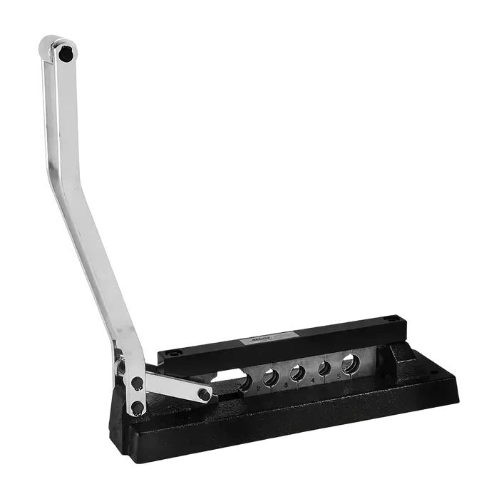 Manual lever-action tube flaring tool for hose ferrule crimping with multiple die sizes