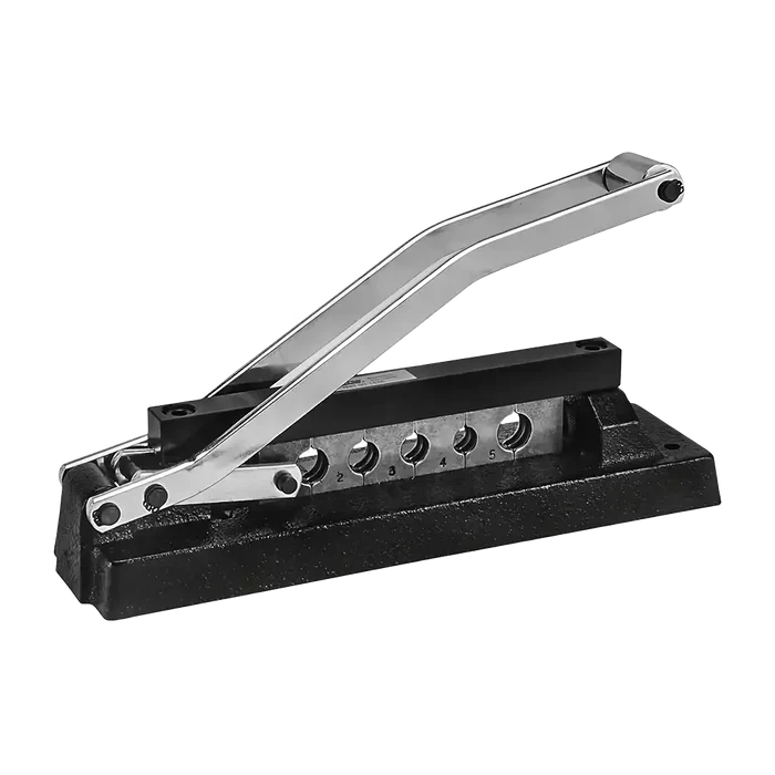 Manual metal tube bender with multiple dies for hose ferrule crimping using Milton Hose Ferrule Crimping Tool