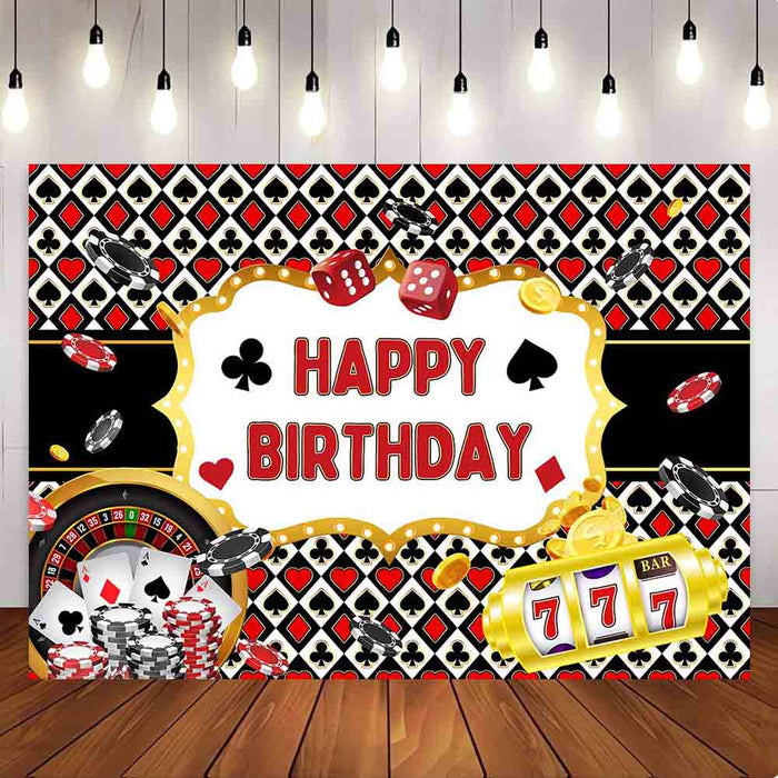 Mocsicka Las Vegas Casino Poker Dice Happy Birthday Party Backdrop