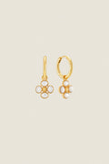 Mother of Pearl Berry Clover Hoop Earrings