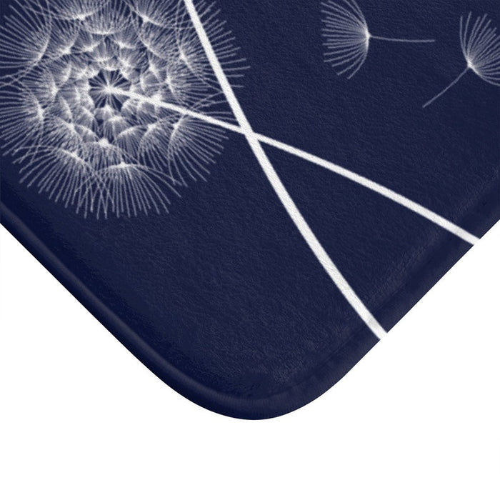 Navy Blue & White Blowing Dandelion Memory Foam Floor Mat - MAT23