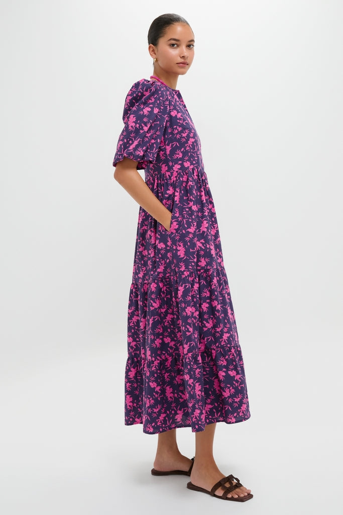 Navy & Fuchsia Floral Cisco Maxi Dress