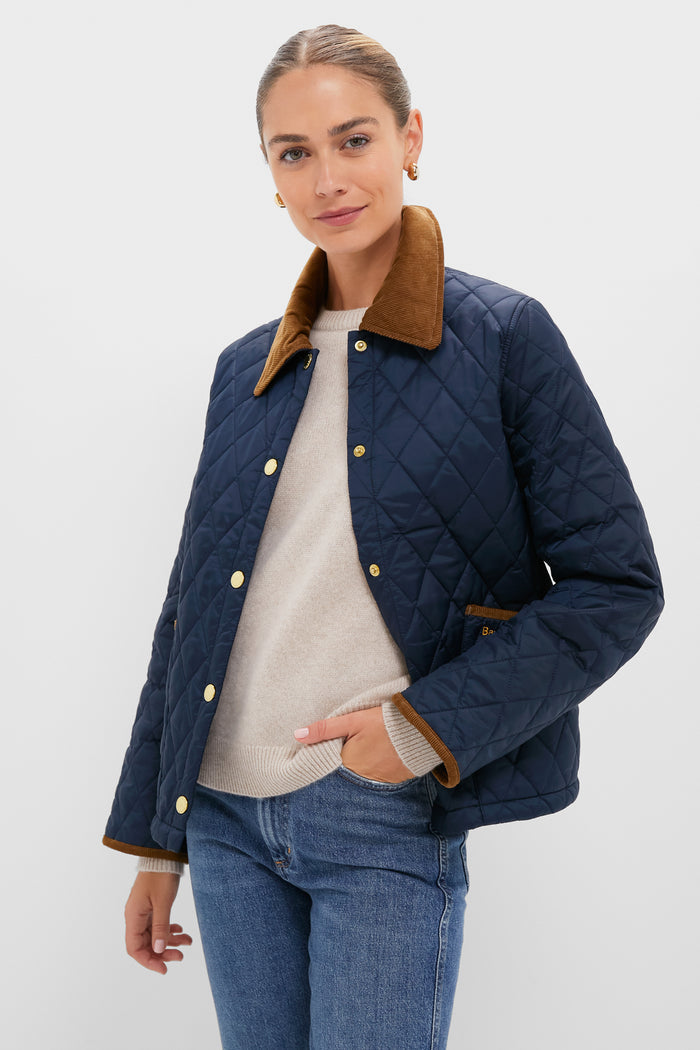 Navy Icons Cropped Liddesdale Quilted Jacket