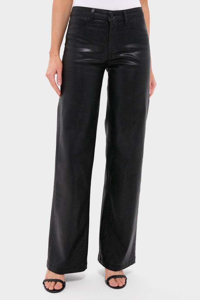 Noir Coated Clayton High Rise Wide Leg