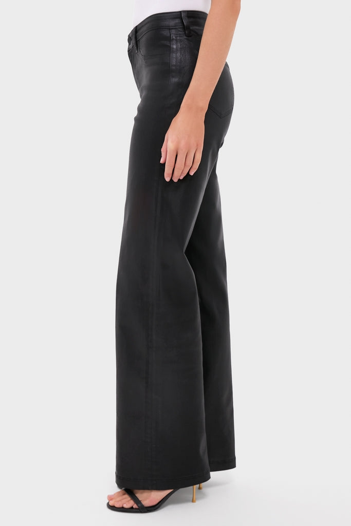 Noir Coated Clayton High Rise Wide Leg